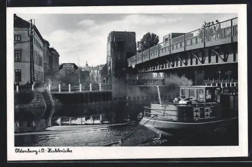 AK Oldenburg O., Hubbrücke, Dampfschiff