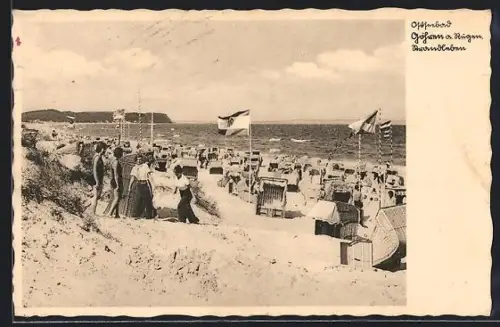 AK Göhren a. Rügen, Strand mit Badegästen und Strandkörben
