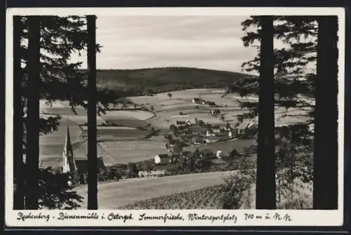 AK Rechenberg-Bienenmühle i. Erzgeb., Wintersportplatz, Ortsansicht