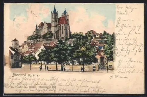 Lithographie Breisach, Münster, Stadtansicht