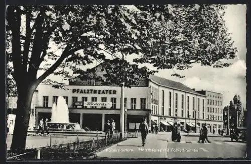 AK Kaiserslautern, Pfalztheater mit Fackelbrunnen