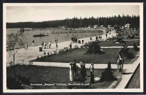 AK Neustädtel Erzgeb., Strandbad Bergsee Filzteich