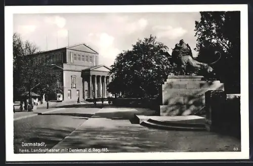AK Darmstadt, Hess. Landestheater, Denkmal d. Reg. 115
