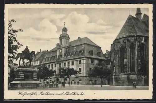 AK Weissenfels, Rathaus und Stadtkirche