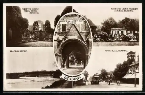 AK Reading, Chapter House, Abbey Ruins, Maiwand Lion and bridge