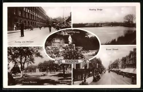 AK Reading, Huntley and Palmers, Bridge, Broad Street and Forbury Gardens