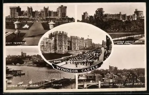 AK Windsor, East Terrace, Castle seen from Home Park, from the river, and from the bridge