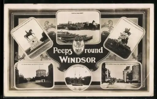 AK Windsor, Prince Consort`s Memorial, Statue of George III., Round Tower