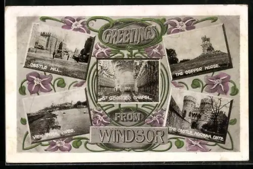 AK Windsor, Castle Hill, Copper Horse, St. George`s Chapel