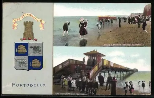 AK Portobello, Sands and Bathing Ground, The Pier