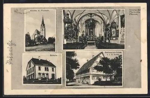 AK Pfärrich, Gasthaus zum Ochsen, Pfarrkirche, Innenansicht