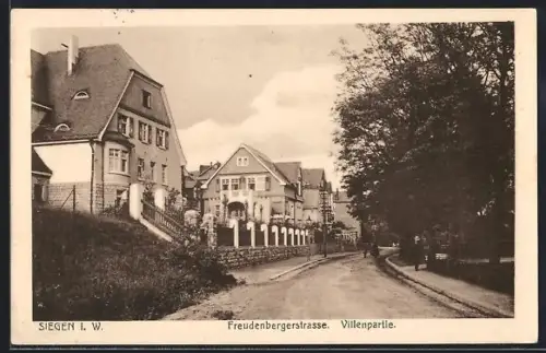 AK Siegen i. W., Villen an der Freudenbergstrasse
