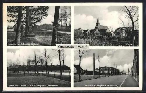 AK Ottenstein i. Westf., Molkerei, Gerrit van Delden & Co., Kirche