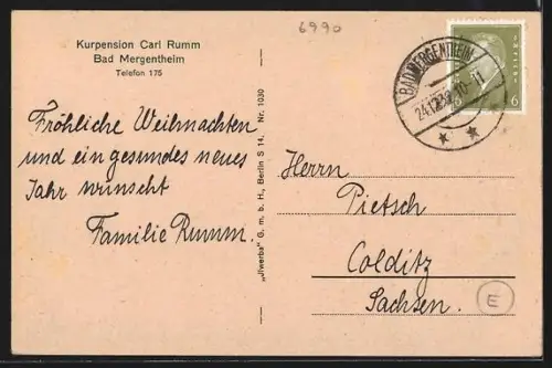 AK Bad Mergentheim, Kurpension Carl Rumm