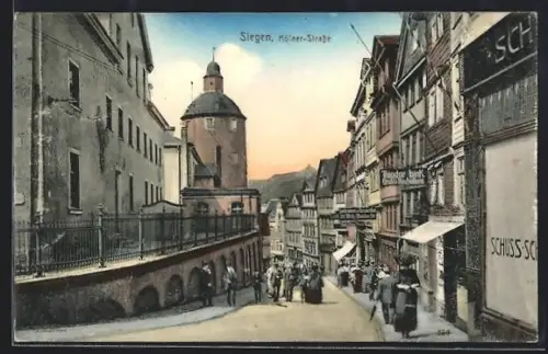 AK Siegen, Kölner-Strasse mit Geschäft