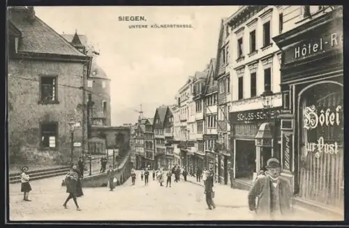 AK Siegen, Untere Kölnerstrasse, Hotel zur Post