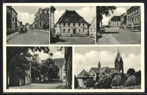 AK Ramstein /Pfalz, Gasthaus, Kirche, Strassenpartie
