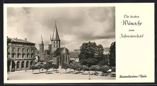 Mini-AK Kaiserslautern /Pfalz, Platzansicht mit Kirche