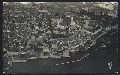 AK Lindau i. Bodensee, Luftbild vom Ballon des Grafen Zeppelin