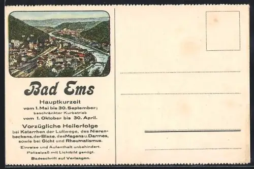AK Bad Ems, Ortsansicht mit Flusspartie