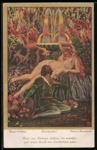 Künstler-AK Bayreuth, Wagner-Festspiel, Tannhäuser, Venus und Tannhäuser