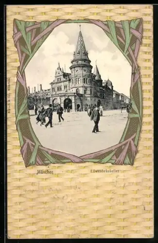 Lithographie München, Gasthaus Löwenbräukeller, Passepartout