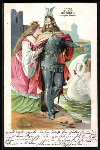 Lithographie Lohengrin, Lohengrins Abschied