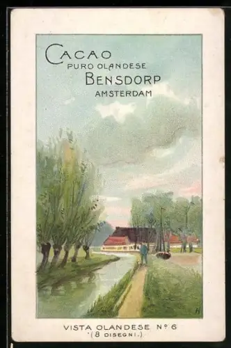 Künstler-AK Amsterdam, Vista olandese, Cacao puro olandese Bensdorp