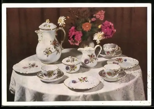 AK Meissen, VEB Staatliche Porzellan-Manufaktur, Kaffeeservice Neuer Ausschnitt