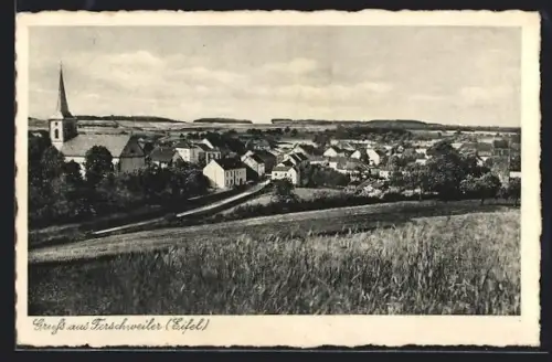 AK Ferschweiler /Eifel, Ortsansicht mit Kirche