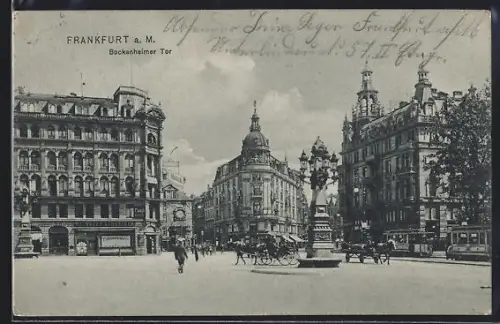 AK Frankfurt a. M., Bockenheimer Tor mit Strassenbahnen