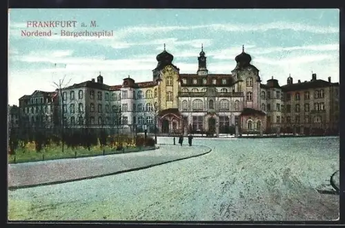 AK Frankfurt a. M.-Nordend, Bürgerhospital mit Strasse