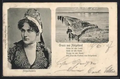 AK Helgoland, Gesamtansicht, Helgoländerin