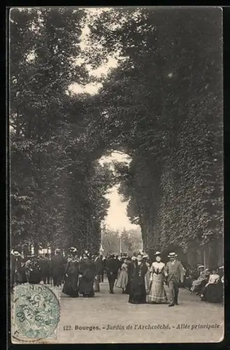 AK Bourges, Jardin de l`Archevêché, Allée principale