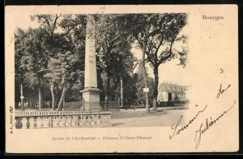 AK Bourges, Jardin de l`Archevêché, Colonne d`Hume-Charost