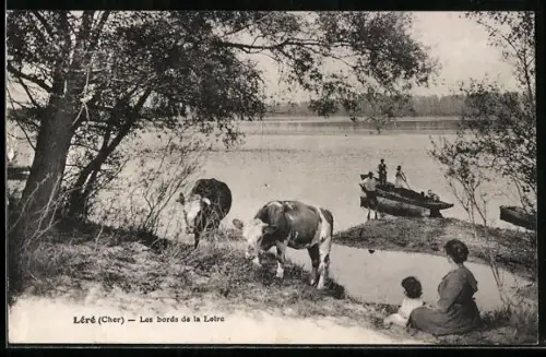 AK Léré /Cher, Les bords de la Loire