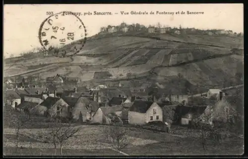 AK Fontenay /Sancerre, Vue Générale de Fontenay et de Sancerre