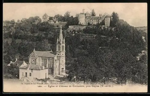 AK Cornusson /Caylus, Église et Château de Cornusson