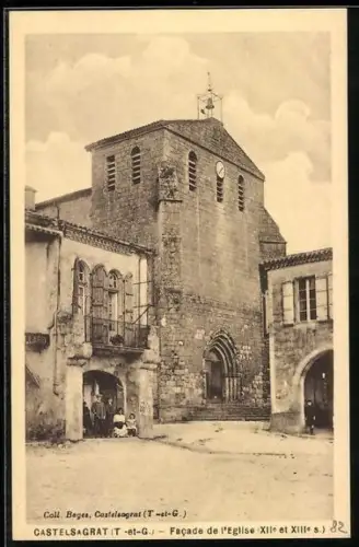 AK Castelsagrat /T-et-G., Facade de l`église XIIe et XIIIe s