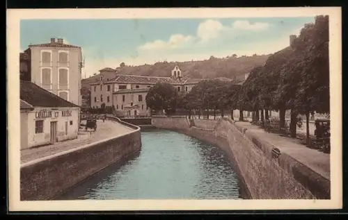 AK Moissac /Tarn-et-Gar., Collège de Garcons et canal bordé d`arbres