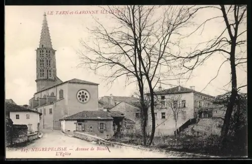 AK Nègrepelisse /Tarn-et-Garonne, Avenue de Bioule, L`Église