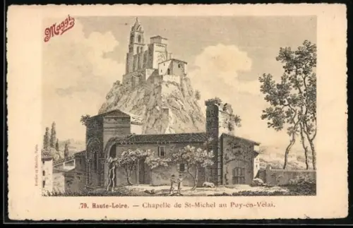 AK Puy-en-Velay, Chapelle de St-Michel sur son piton rocheux