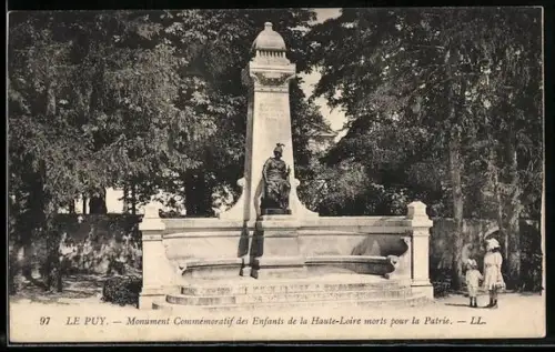 AK Le Puy, Monument commémoratif des Enfants de la Haute-Loire morts pour la Patrie