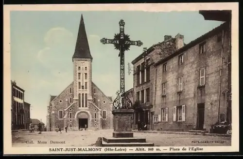 AK Saint-Just-Malmont /Hte-Loire, Place de l`Église