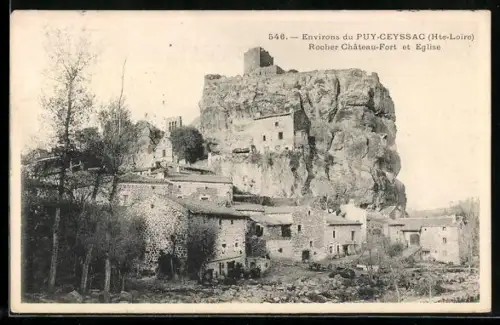 AK Puy-Ceyssac /Hte-Loire, Rocher Château-Fort et Église
