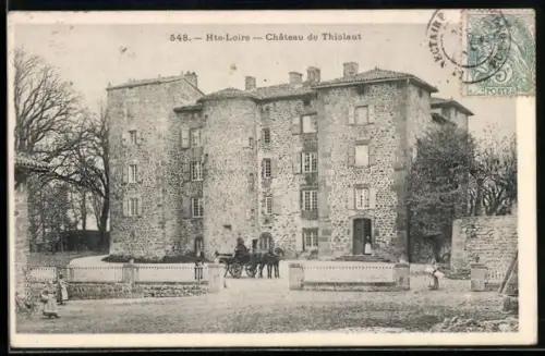 AK Château de Thiolent /Hte-Loire, Vue du château avec calèche et jardin