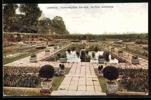 AK London, Kensington Palace, Dutch Gardens