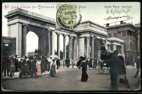 AK London, Hyde Park Corner, Weihnachts- und Neujahrsgruss