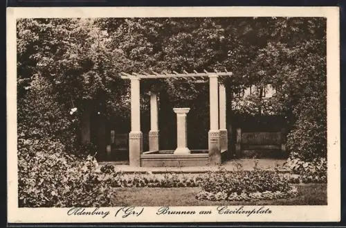 AK Oldenburg /Gr., Brunnen am Cäcilienplatz