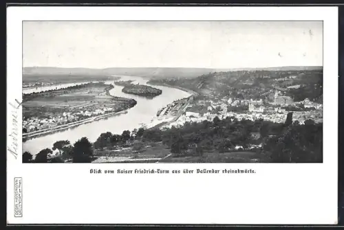 AK Vallendar, Blick vom Kaiser Friedrich-Turm über Rhein und Stadt